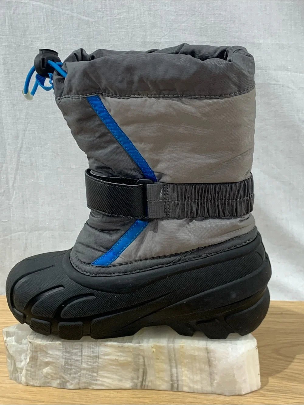 Sorel Flurry Kid’s Size 12 Gray Blue Removable Liners Snow Boots